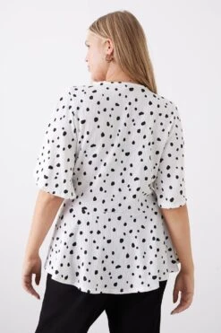 Dorothy Perkins Curve Ivory Spot Angel Sleeve Blouse -Clozurely Sales Store bqq11030 ivory xl 2