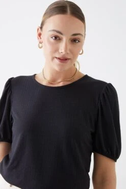 Dorothy Perkins Tall Rib Puff Sleeve Fitted Top