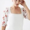 Dorothy Perkins Tall Floral Embroidered Sleeve Top