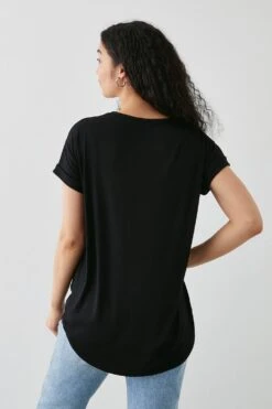 Dorothy Perkins Scoop Back Longline T-Shirt -Clozurely Sales Store bqq11344 black xl 2
