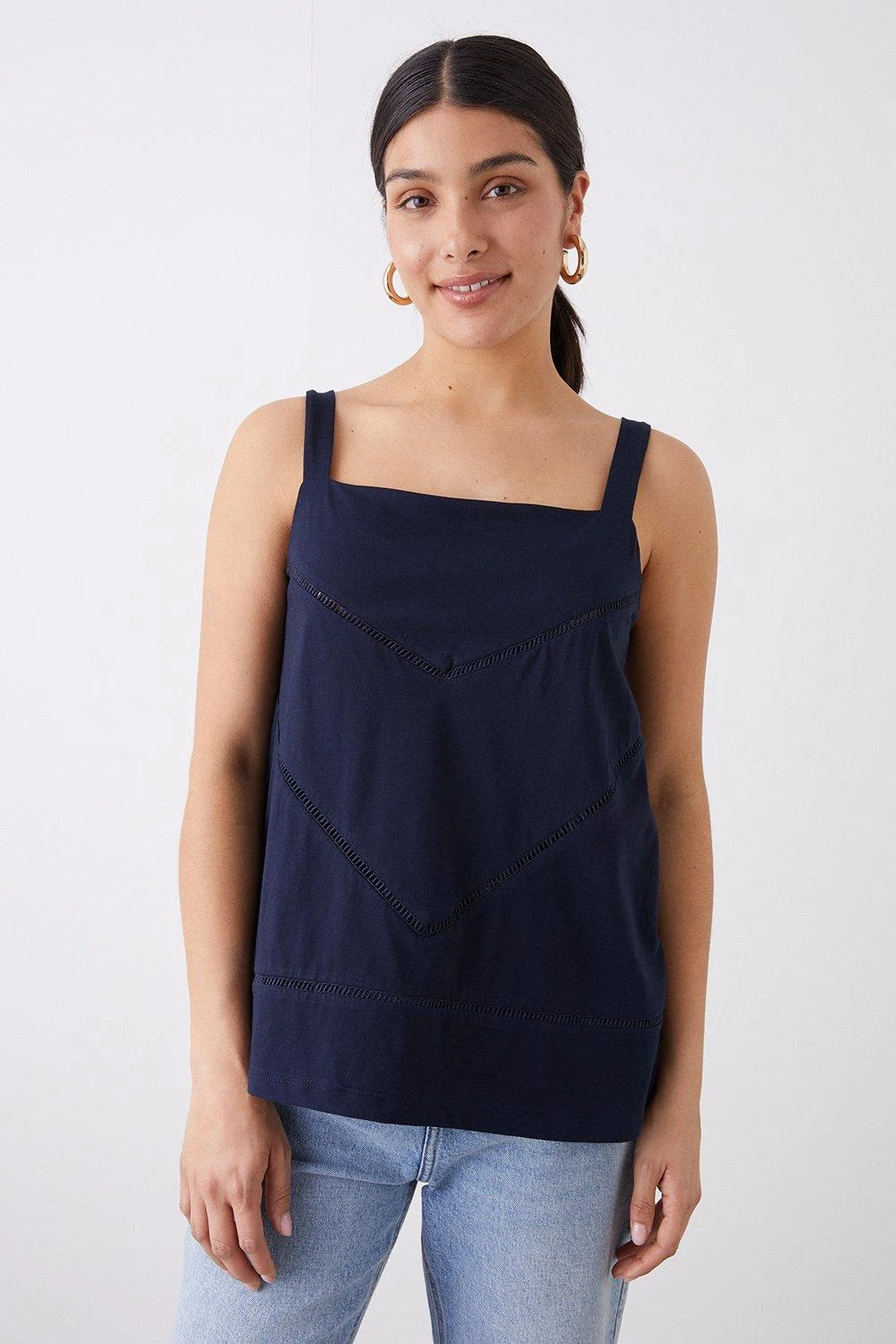 Dorothy Perkins Square Neck Crochet Insert Vest Top 1 Dorothy Perkins Square Neck Crochet Insert Vest Top