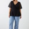 Dorothy Perkins Curve Blue Lace Wrap T-shirt