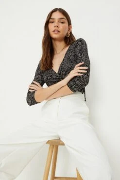 Dorothy Perkins Spot Wrap Top