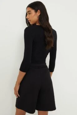 Dorothy Perkins Fitted Wrap Top 6 Dorothy Perkins Fitted Wrap Top -Clozurely Sales Store bqq11610 black xl 2