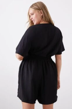 Dorothy Perkins Curve Linen Look Black Short -Clozurely Sales Store bqq11617 black xl 2