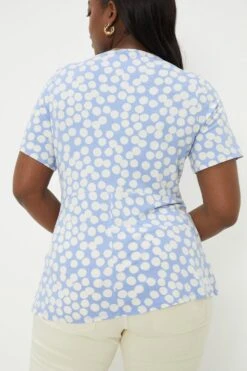 Dorothy Perkins Curve Blue Spot Wrap Blouse 6 Dorothy Perkins Curve Blue Spot Wrap Blouse -Clozurely Sales Store bqq11673 blue xl 2