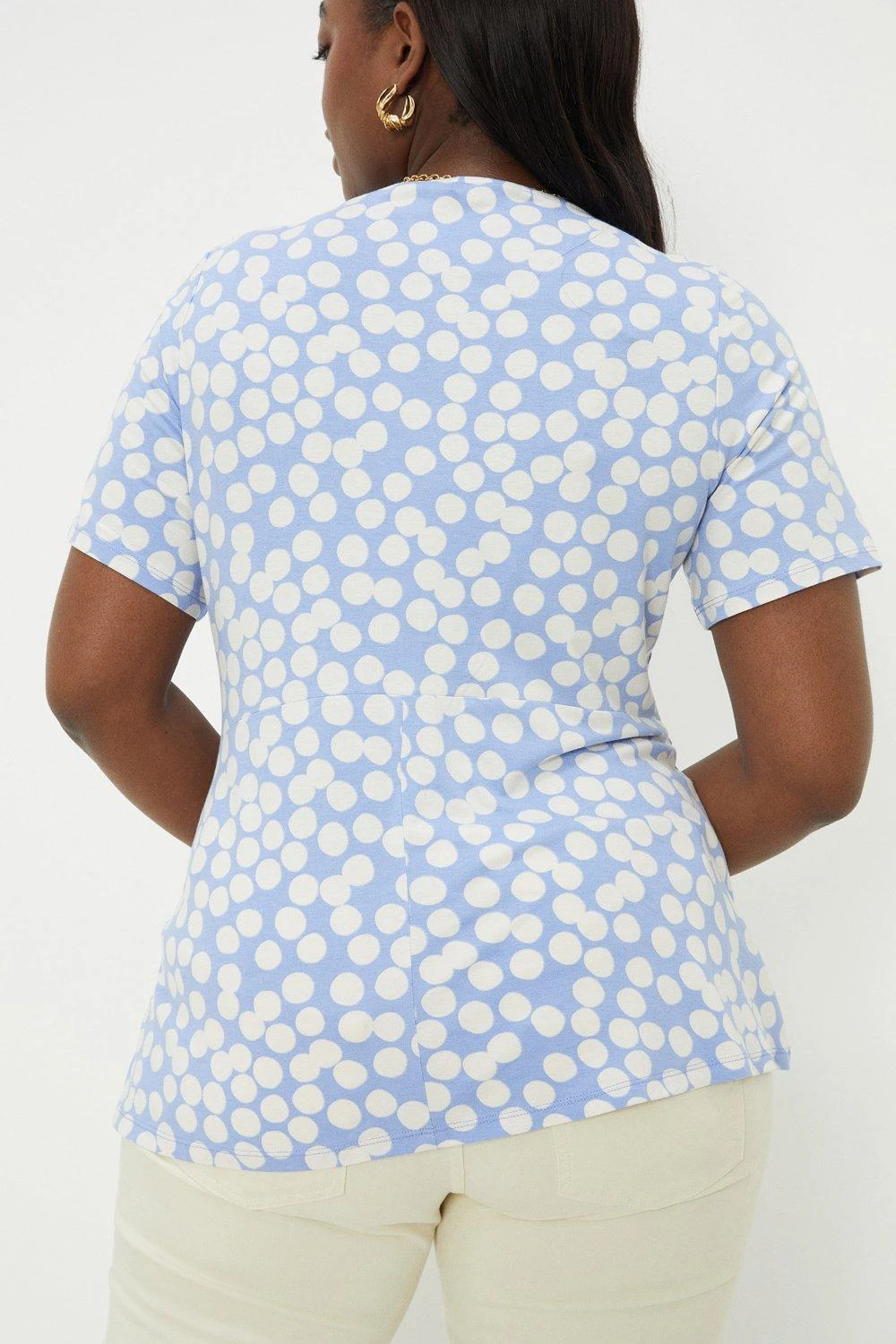 Dorothy Perkins Curve Blue Spot Wrap Blouse 3 Dorothy Perkins Curve Blue Spot Wrap Blouse - Image 3