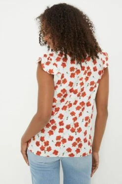 Dorothy Perkins Tall Red Floral Twist Neck Sleeveless Blouse -Clozurely Sales Store bqq11683 mono xl 2