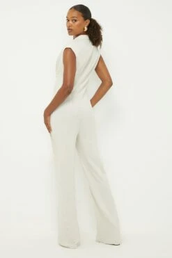 Dorothy Perkins Tall Linen Look Button Jumpsuit -Clozurely Sales Store bqq11725 stone xl 2