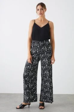 Dorothy Perkins Mono Print Wide Leg Trouser