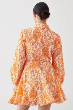 Dorothy Perkins Petite Godet Mini Shirt Dress -Clozurely Sales Store bqq11792 orange xl 2