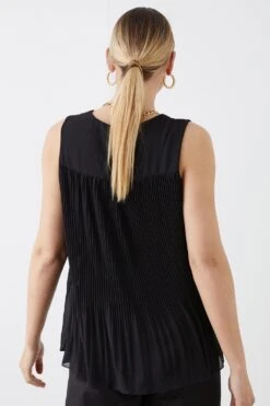 Dorothy Perkins Tall Pleated Sleevless Blouse -Clozurely Sales Store bqq11907 black xl 2