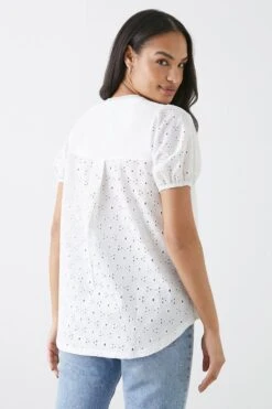 Dorothy Perkins Broderie Back Detail T-shirt -Clozurely Sales Store bqq11920 white xl 2