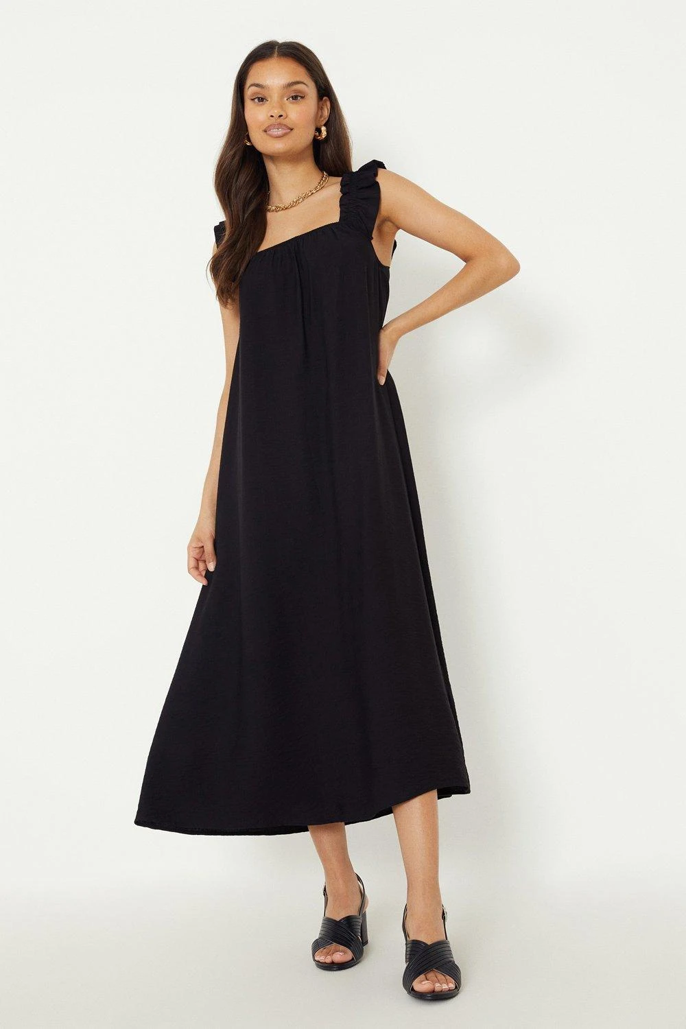 Dorothy Perkins Petite Crinkle Ruffle Strap Maxi Dress 1 Dorothy Perkins Petite Crinkle Ruffle Strap Maxi Dress