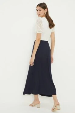 Dorothy Perkins Tall Navy Midi Skirt -Clozurely Sales Store bqq12055 navy xl 2
