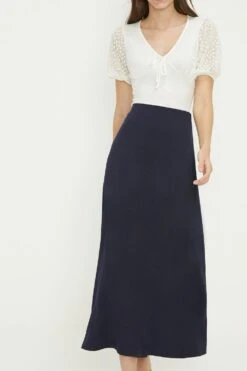 Dorothy Perkins Tall Navy Midi Skirt -Clozurely Sales Store bqq12055 navy xl 3