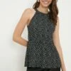 Dorothy Perkins Tall Mono Spot Halter Neck Sleeveless Top