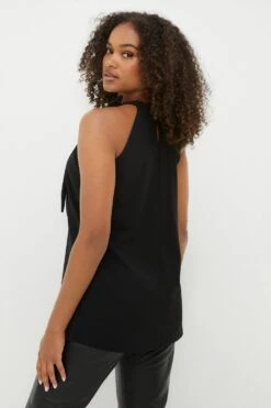 Dorothy Perkins Tall Black Tie Halter Cami 5 Dorothy Perkins Tall Black Tie Halter Cami -Clozurely Sales Store bqq12239 black xl 2