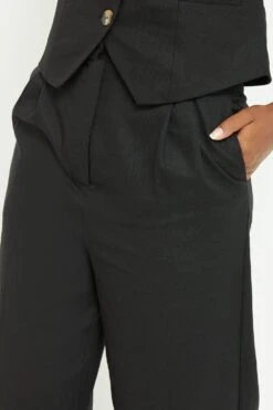 Dorothy Perkins Tall Linen Look Wide Leg Trousers -Clozurely Sales Store bqq12361 black xl 3