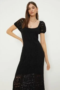 Dorothy Perkins Crochet Short Sleeve Midi Dress