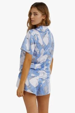 Playful Promises Logan Spector Recycled Blue Statues Satin Shorts -Clozurely Sales Store m5053596564871 multi xl 2