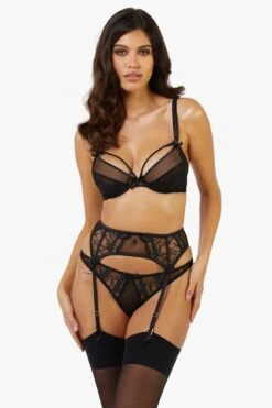 Playful Promises Fallon Lace Suspender -Clozurely Sales Store m5056575324978 black xl 3