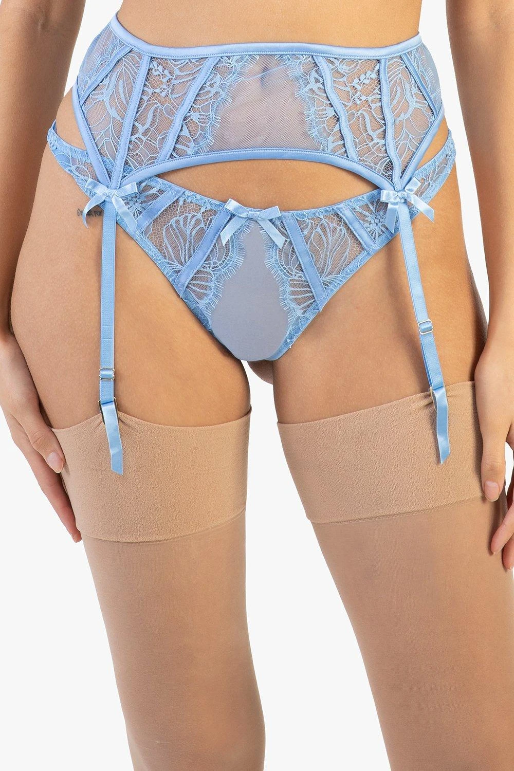 Playful Promises Fallon Blue Lace Suspender 1 Playful Promises Fallon Blue Lace Suspender