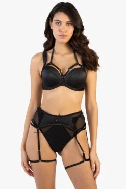 Playful Promises Noelle Satin Strappy Suspender Belt -Clozurely Sales Store m5056575394667 black xl 3